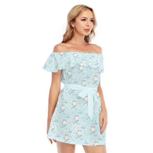 Enchanted Glass Slipper - Women's Off-shoulder Ruffle Dress