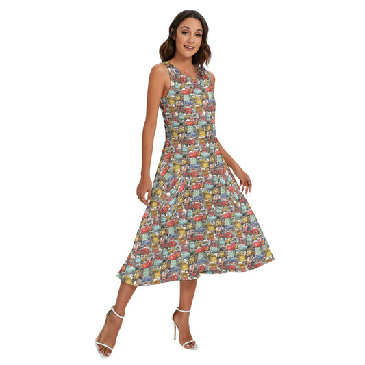 Racing Legends Sketch - Women’s Diagonal Pocket Midi Dress