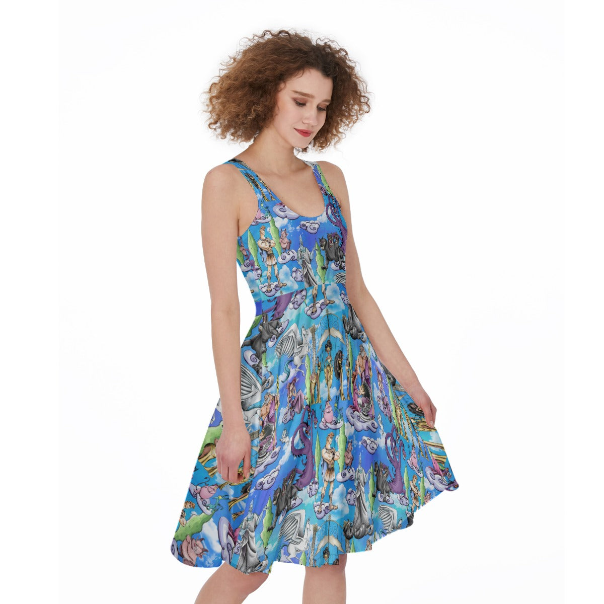 Mythic Hero Chaos Clouds - Pocket Midi Skater Dress