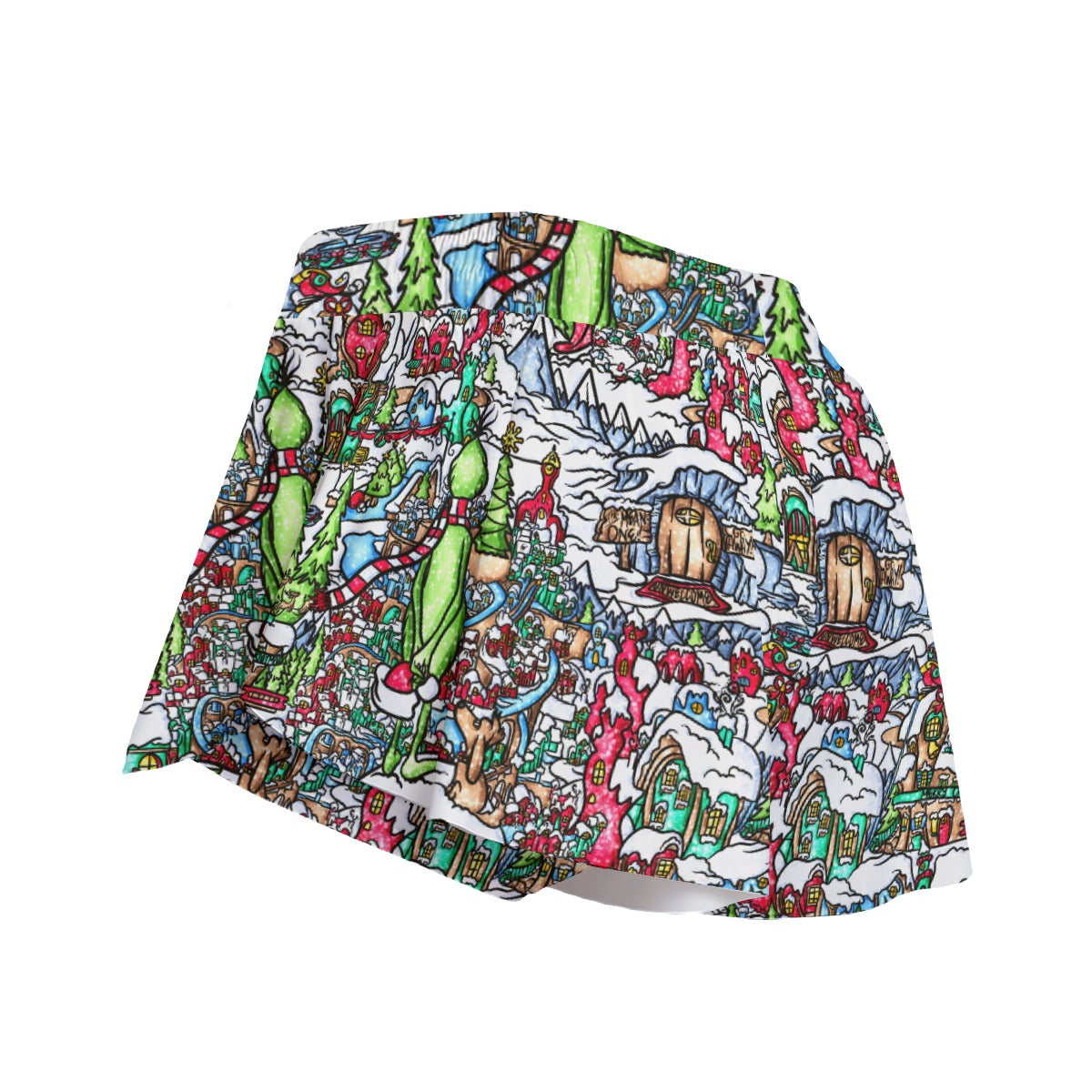 Whimsical Village Winter Wonderland - Women's Flowy Pocket Shorts