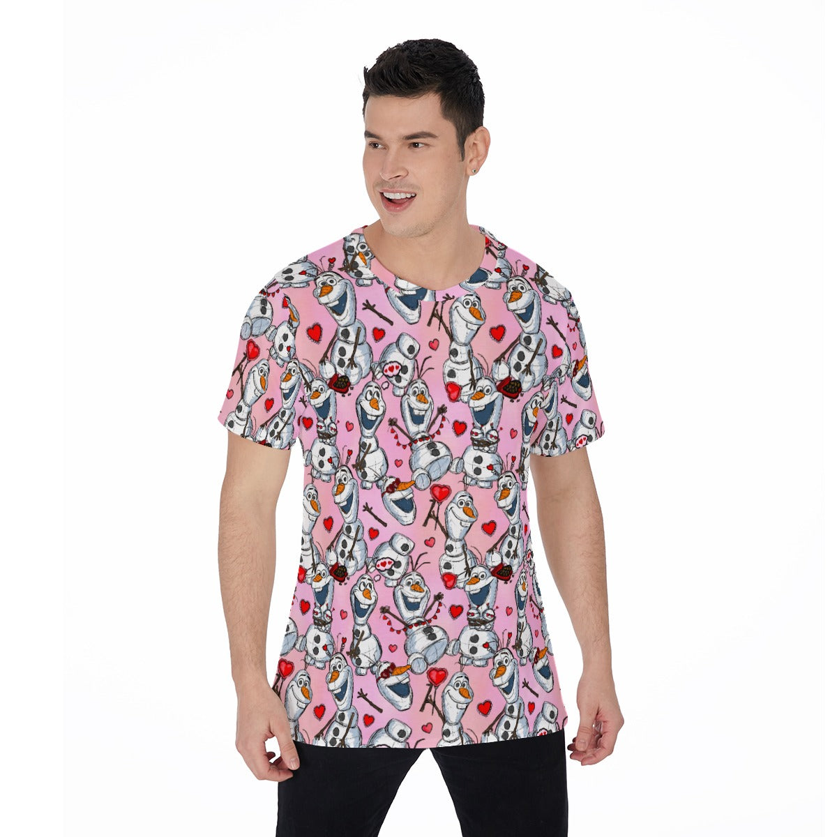 Sketched Snowman Valentine’s Day - Men's Short Sleeve T-Shirt