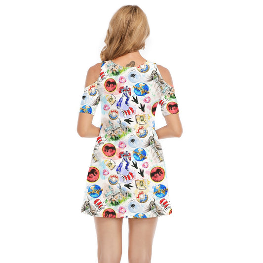 A Universal Adventure - Women's Cold Shoulder Cotton Dress
