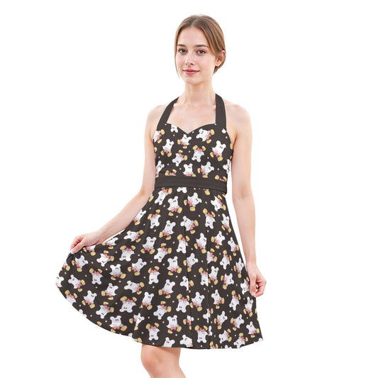 Ghostly Mouse - Women's Halter Vintage Pocket Dress