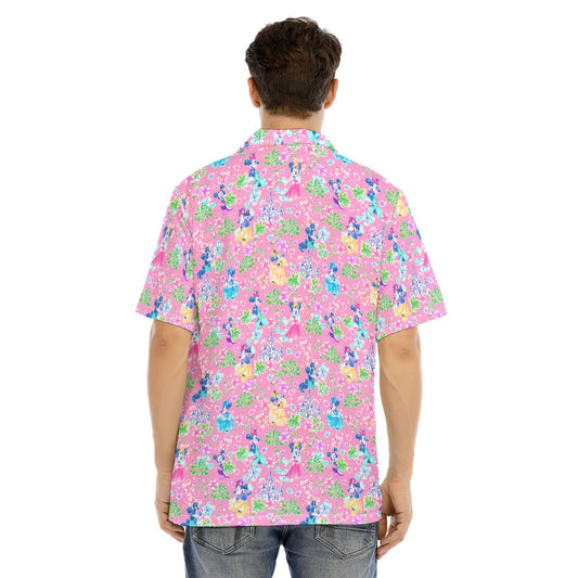 Princess Palm Party - Men's Hawaiian Button Up Shirt