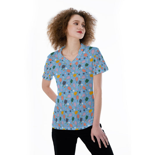 Pickleball and Cocktails - Women's Short Sleeve V-Neck T-Shirt