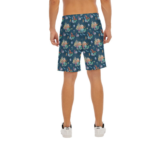 Whimsical Sea King and Crab - Men’s Pocket Beach Shorts