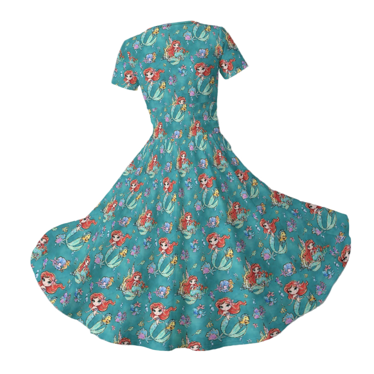 Whimsical Ocean Princess - Women's V-Neck Ruched Midi Dress