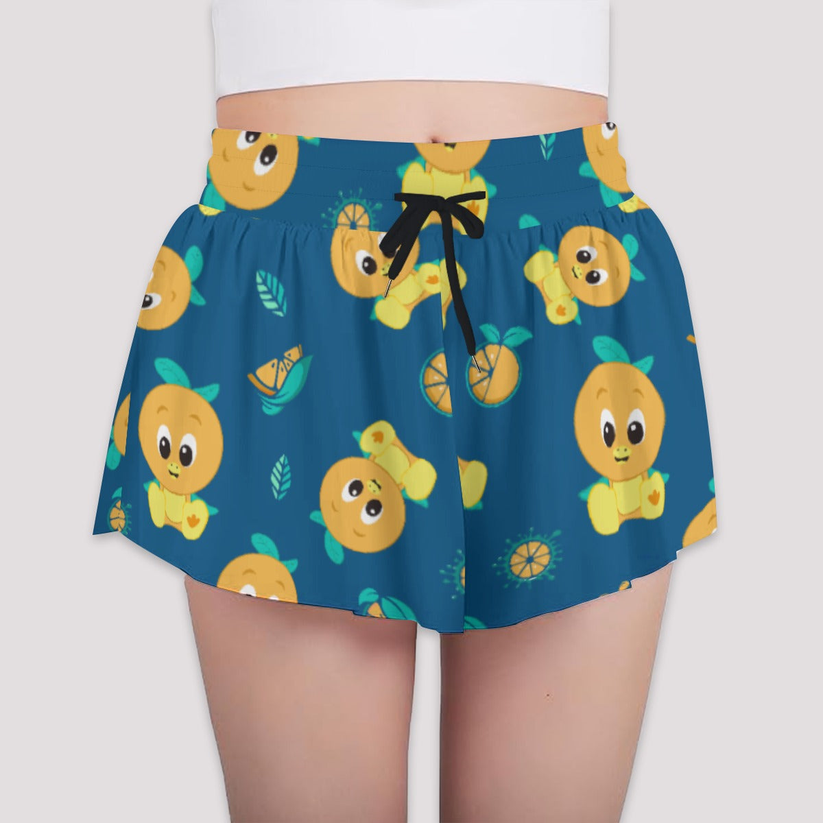 Cheerful Citrus Bird - Girls’ Flowy Pocket Shorts
