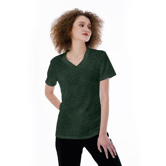 Animal Print - Alligator - Women's Short Sleeve V-Neck T-Shirt