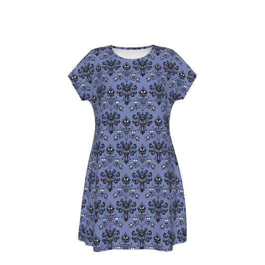 Spooky Mansion Wallpaper - Women's T-Shirt Dress
