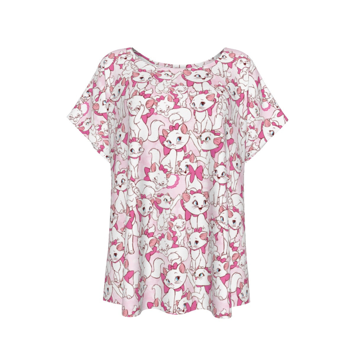 Sweet Kitten with Pink Bow - Women’s Relaxed Fit Scoop Tee