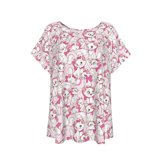 Sweet Kitten with Pink Bow - Women’s Relaxed Fit Scoop Tee