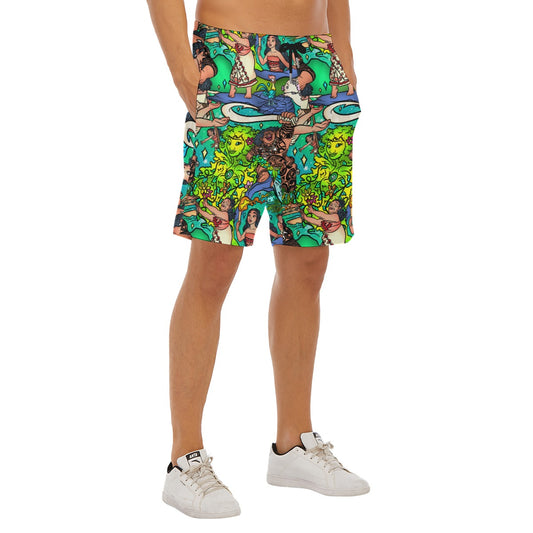 Ocean Voyager Storybook Scenes - Men’s Pocket Beach Shorts