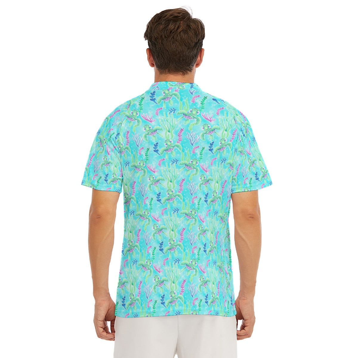 Neon Floral Baby Turtle - Men's Polo Shirt