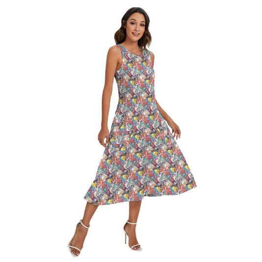 Undersea Crew Sketch - Women’s Diagonal Pocket Midi Dress