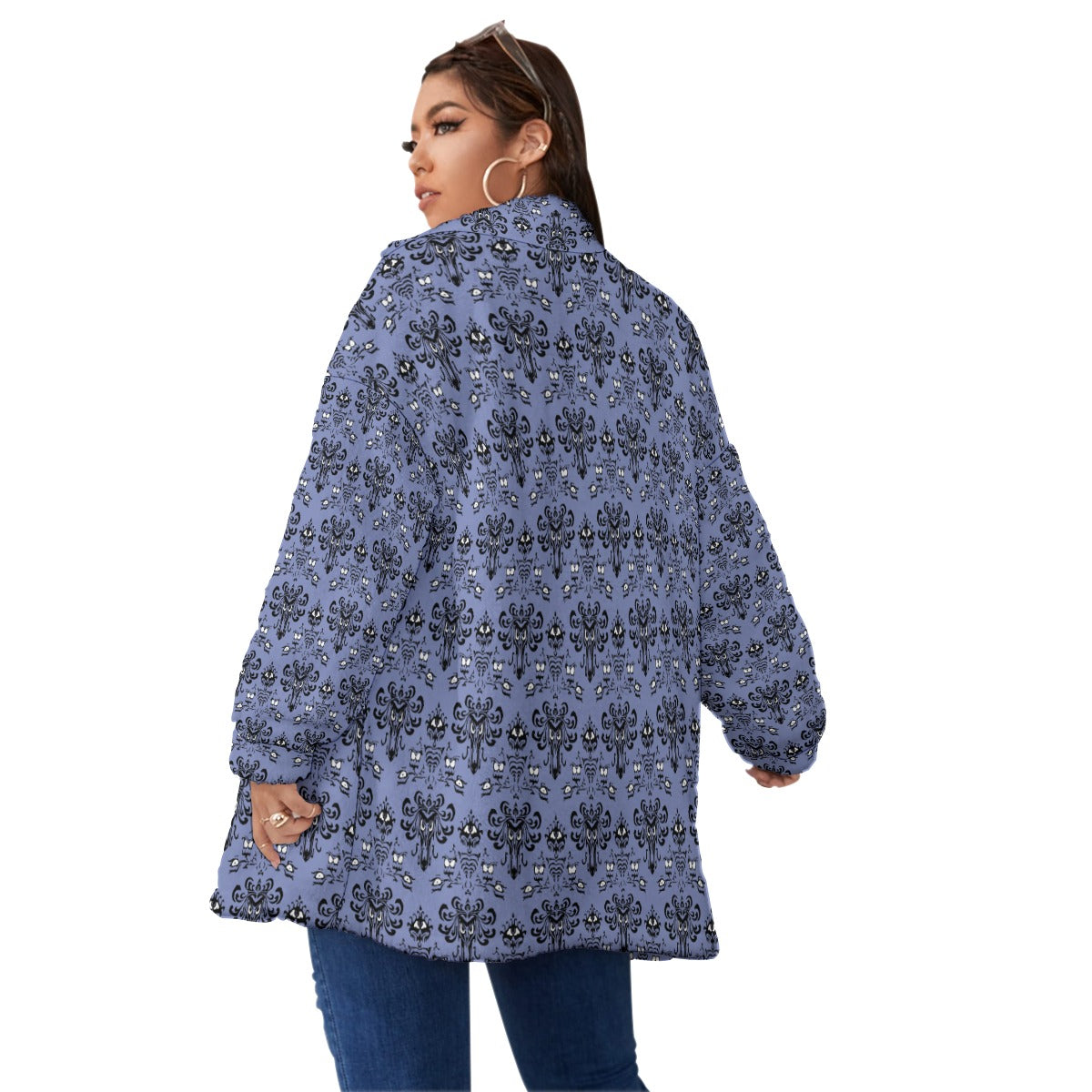 Spooky Mansion Wallpaper - Women's Borg Fleece Zip Jacket