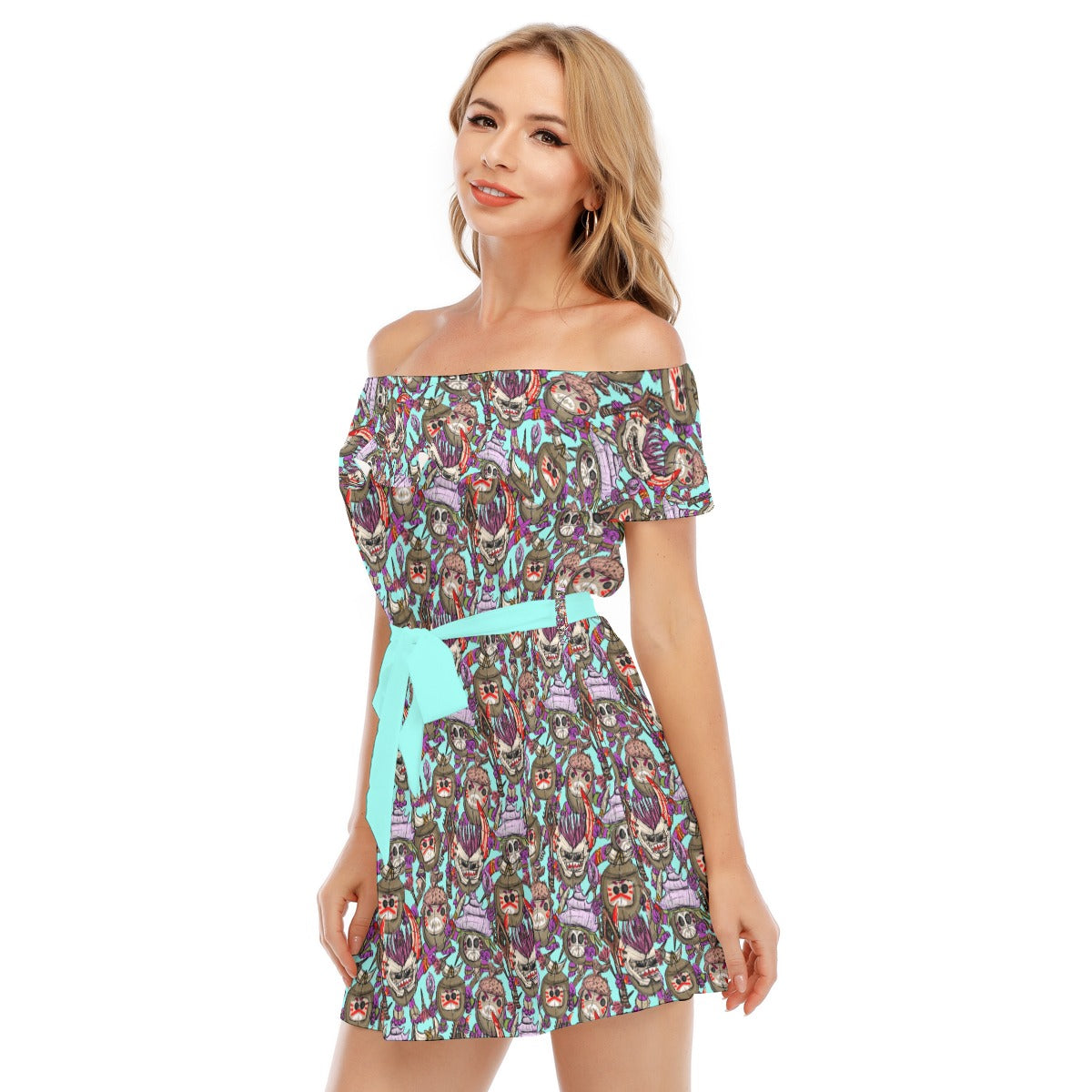 Island Coconut Pirates - Women's Off-shoulder Ruffle Dress