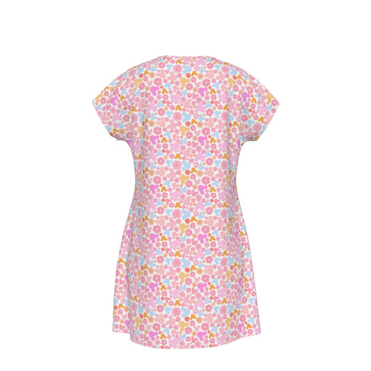 Retro Floral Mouse - Women's T-Shirt Dress