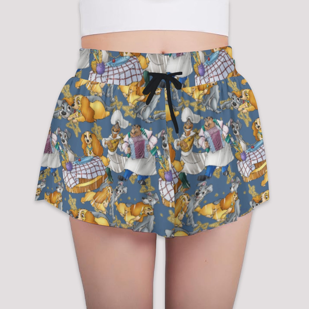 Puppy Love Sketchched - Girls’ Flowy Pocket Shorts