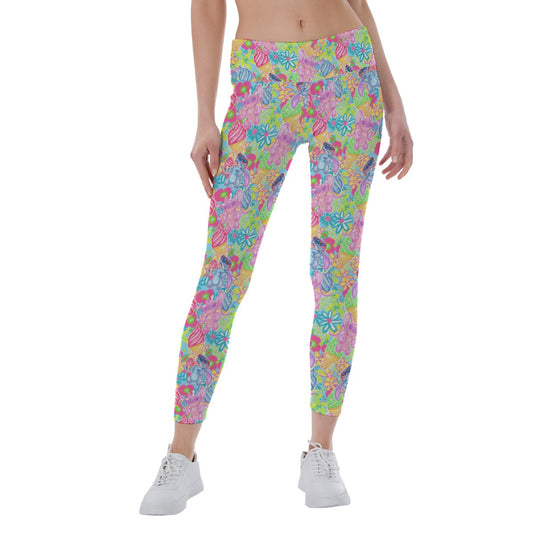 Neon Floral Summer Vibesngel - Women's Yoga Leggings