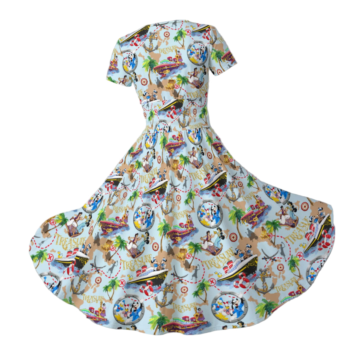 Treasure Voyage Cruise - Women's V-Neck Ruched Midi Dress