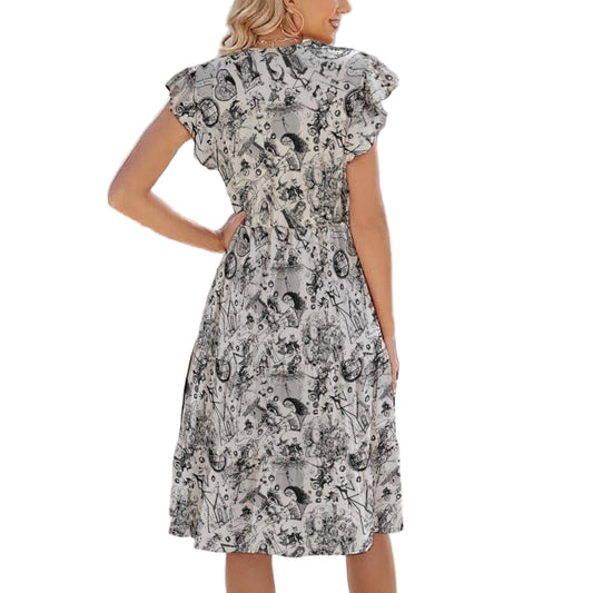Nightmare Halloween Sketches - Women's Tiered Pocket Midi Dress