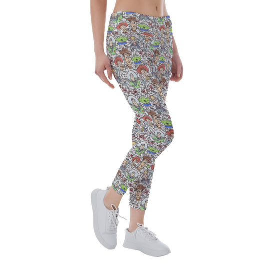 Sketch Autographs of Animated Toy Friends - Women's Yoga Leggings