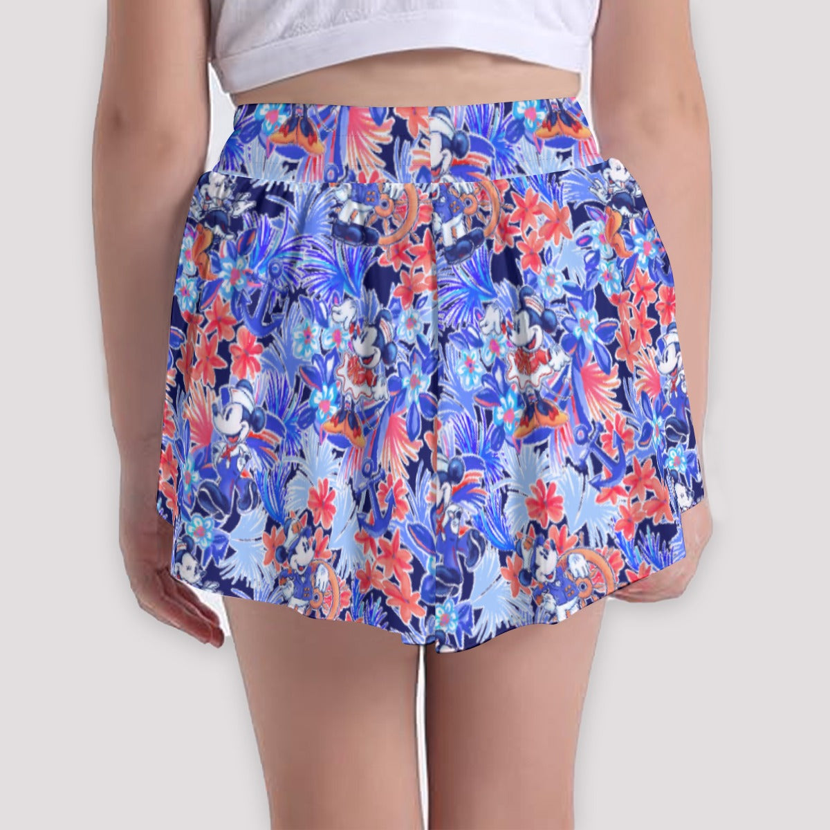 Navy Blooms Cruise - Girls’ Flowy Pocket Shorts