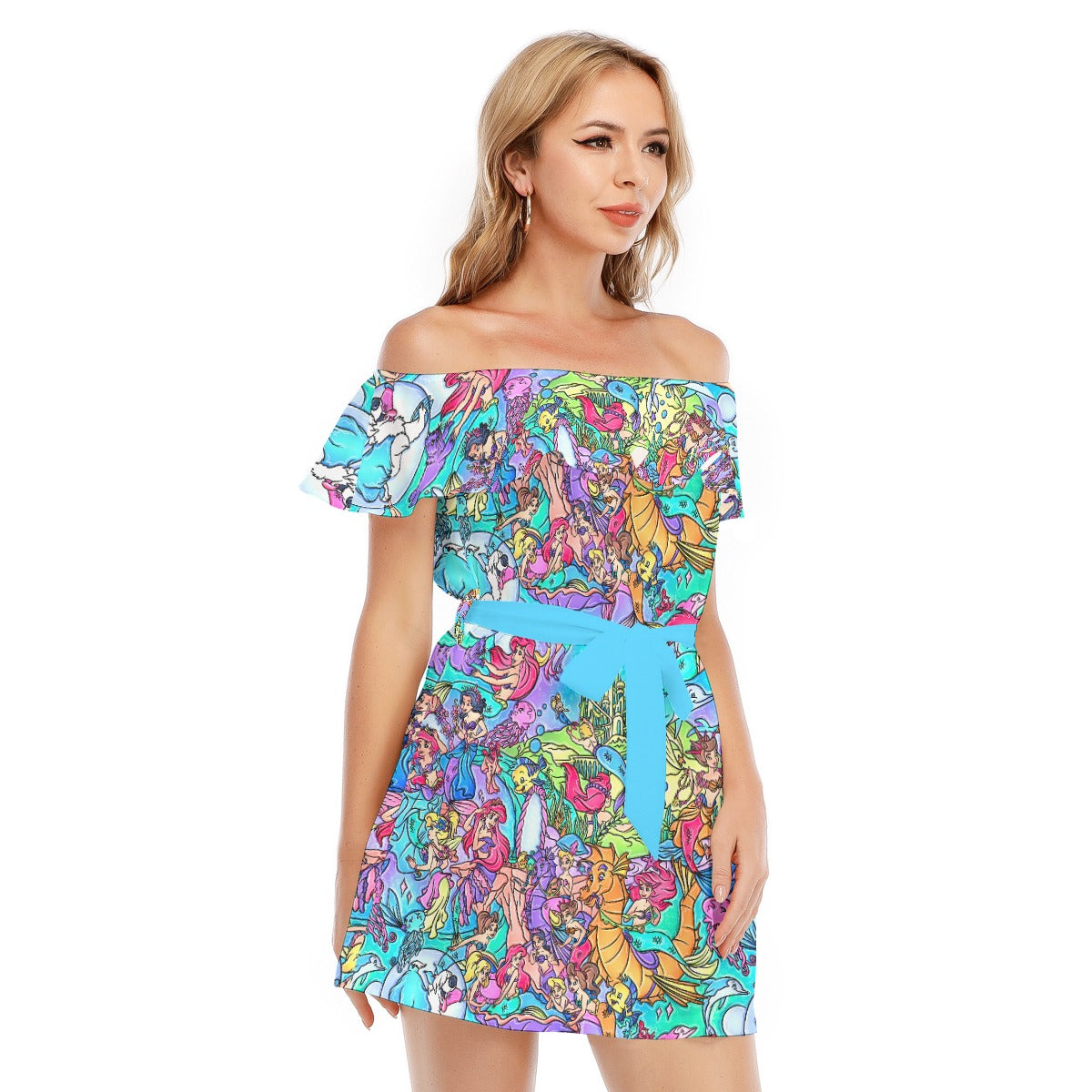 Under the Sea Storybook Scenes - Women's Off-shoulder Ruffle Dress