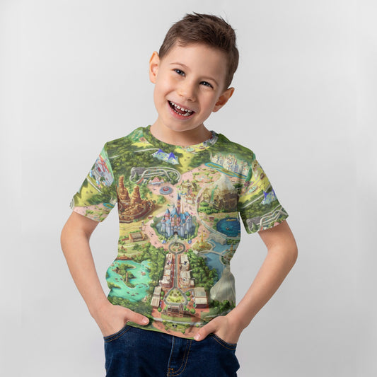 Colorful Theme Park Map - Kid’s Short Sleeve T-Shirt