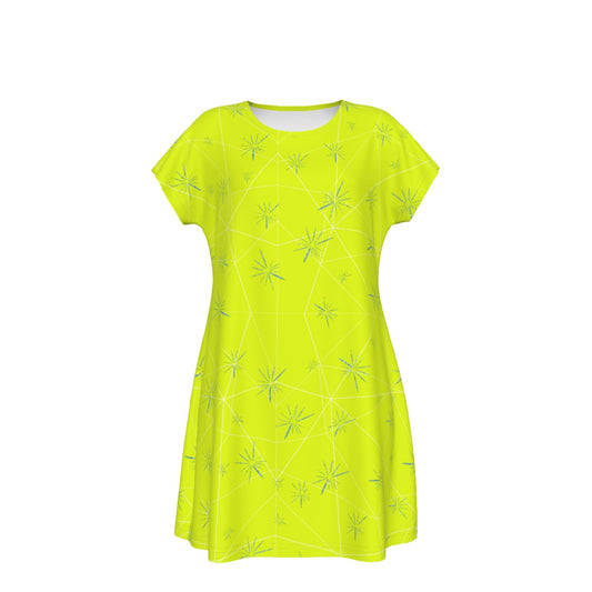 Joyful Blue & Yellow Florals - Women's T-Shirt Dress