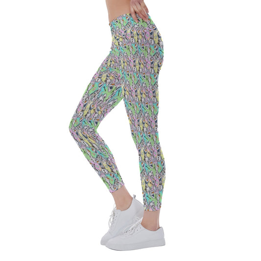 Sketched Snowman Easter - Women's Yoga Leggings