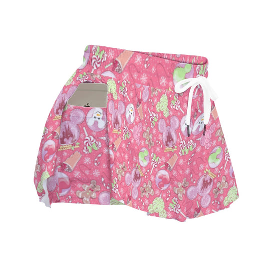 Winter Mouse Snacks &amp; Balloons - Women's Flowy Pocket Shorts