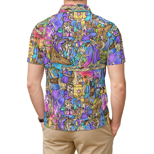 Golden Hair Storybook Scenes - Men's Polo Shirt