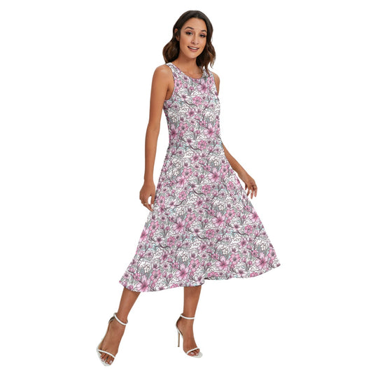 Fairytale Florals - Mulan Inspired - Women’s Diagonal Pocket Midi Dress