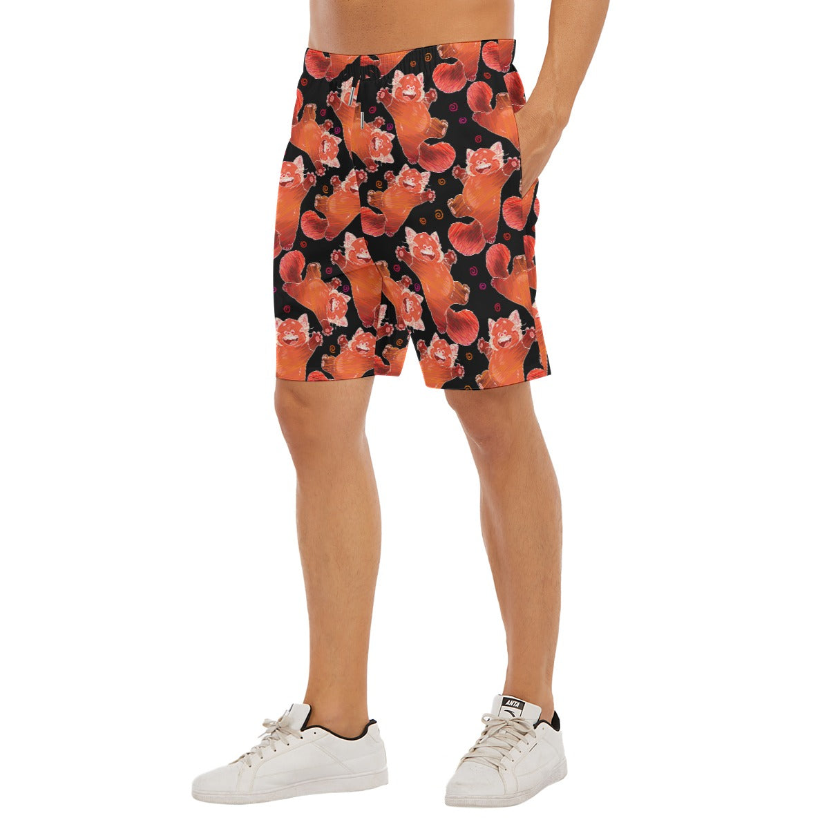 Scribbly Red Panda - Men’s Pocket Beach Shorts
