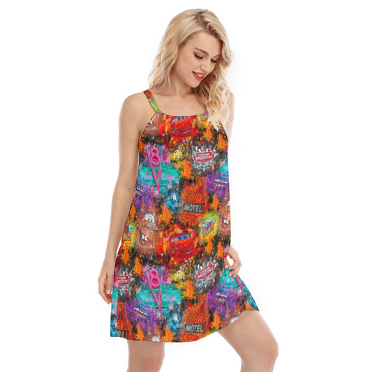Watercolor Racing Adventure - Women’s Adjustable Sundress