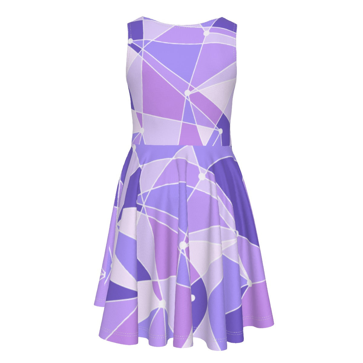 Geometric Purple Wall - Kid's Sleeveless Skater Dress