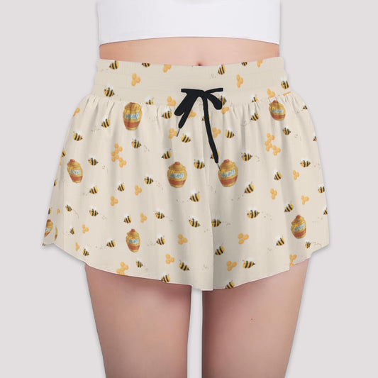 Sweet Hunny Pot & Bees - Girls’ Flowy Pocket Shorts