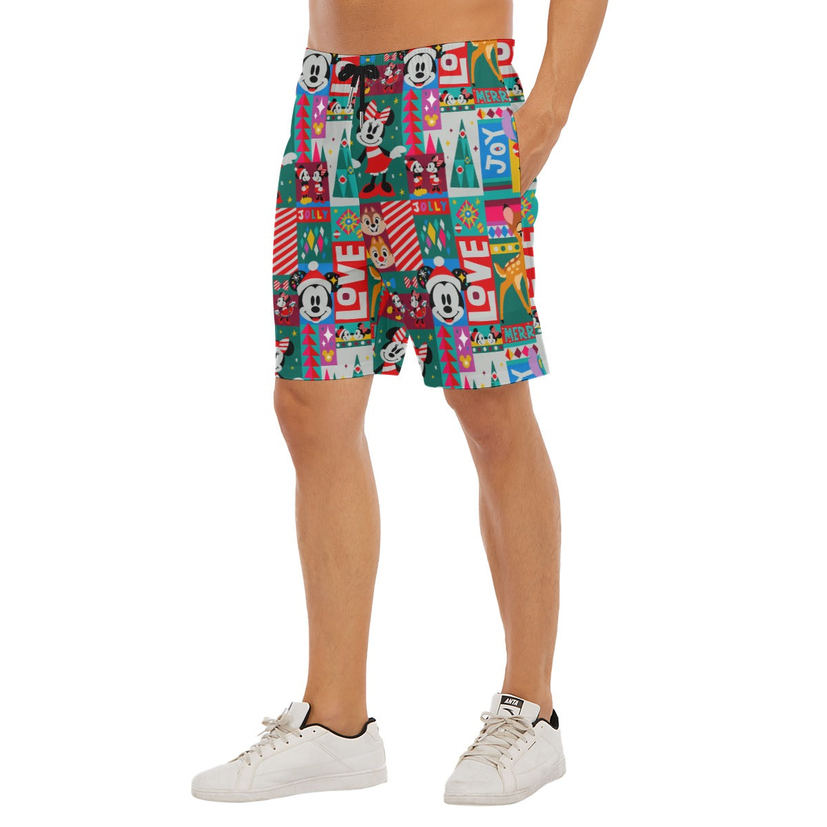Mouse Christmas Colorblock - Men’s Pocket Beach Shorts