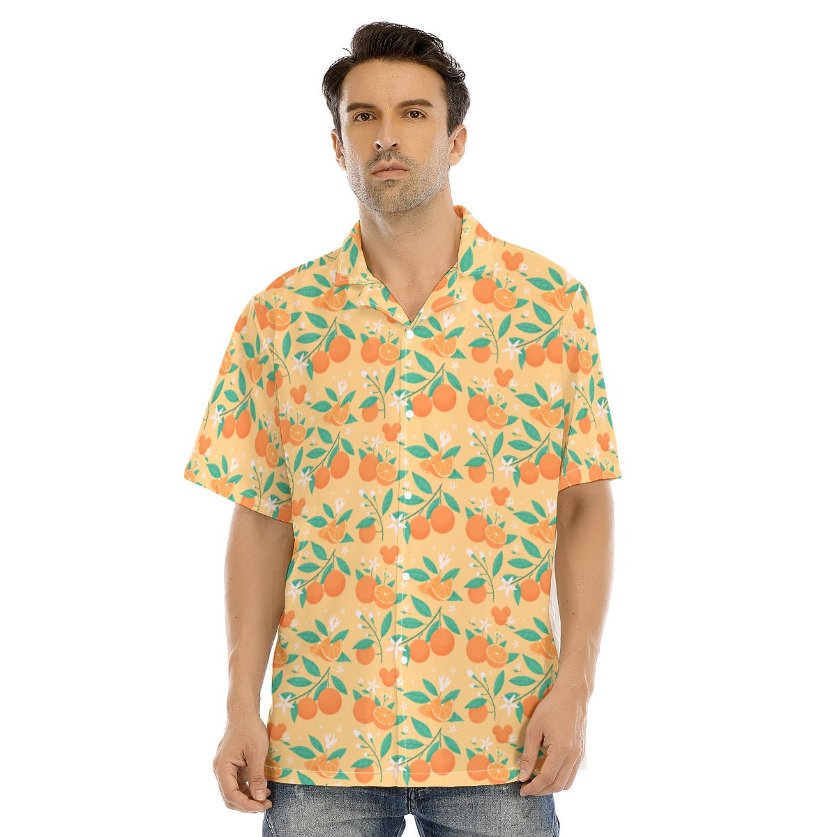 Hidden Citrus Delight - Men's Hawaiian Button Up Shirt