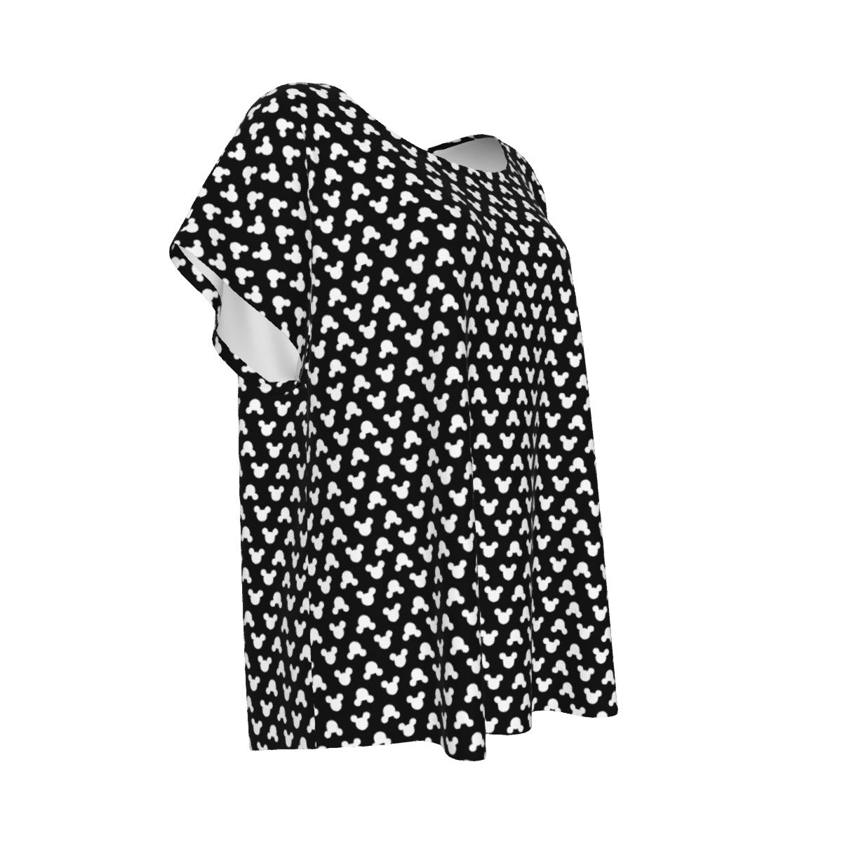 Playful Polka Dot Ears Black - Women’s Relaxed Fit Scoop Tee