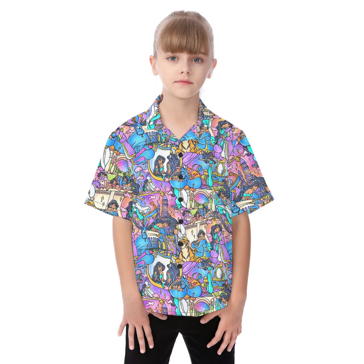 Magic Carpet Storybook Scenes - Kid's Hawaiian Button Up Shirt