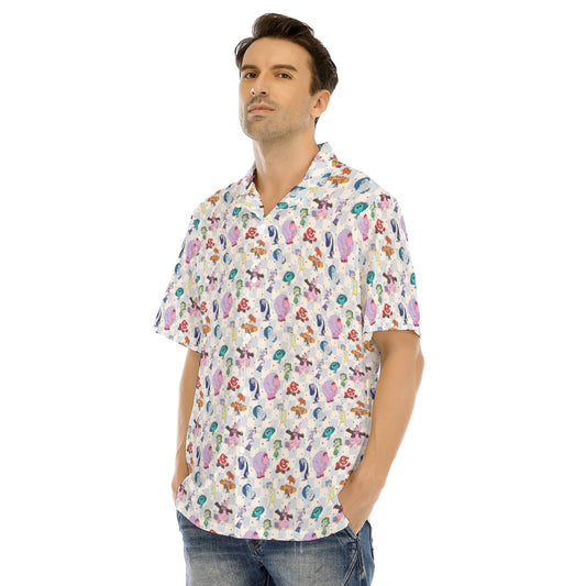 Blue Check Inside Out 2 - Men's Hawaiian Button Up Shirt