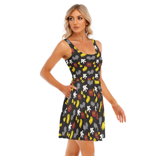 Classic Mouse Style - Women's Sleeveless Pocket Skater Dress