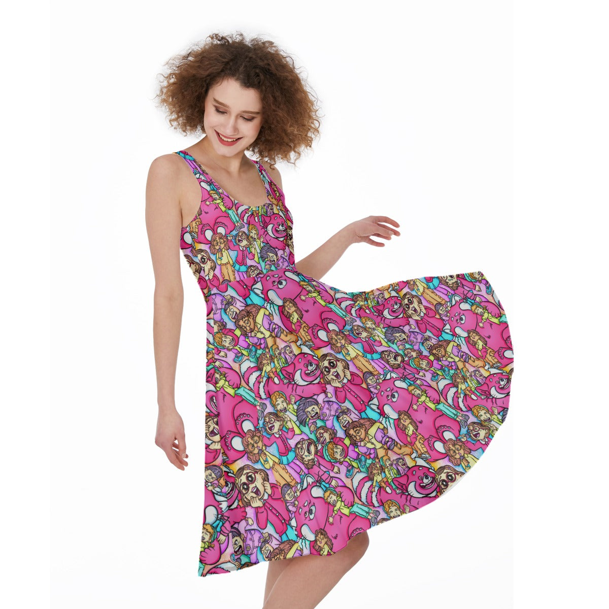 Red Panda Chaos Scenes - Pocket Midi Skater Dress