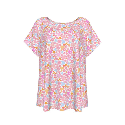 Retro Floral Mouse - Women’s Relaxed Fit Scoop Tee
