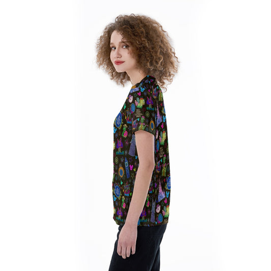 Main Street Neon Parade - Women's Short Sleeve V-Neck T-Shirt