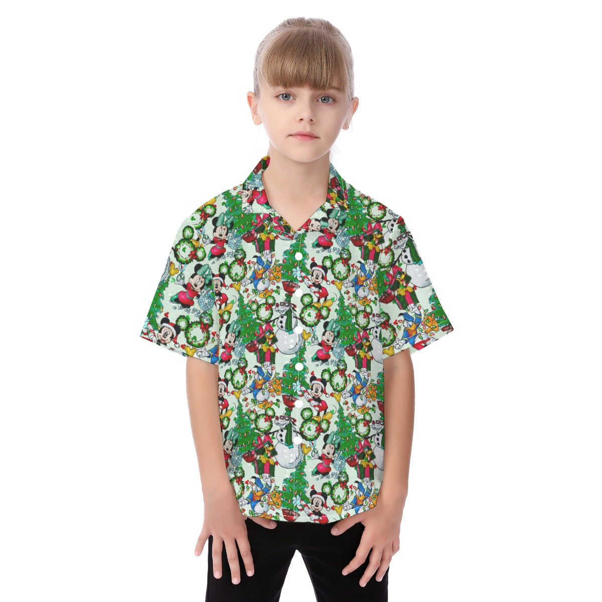 Mouse Friends Christmas Decorations - Kid's Hawaiian Button Up Shirt