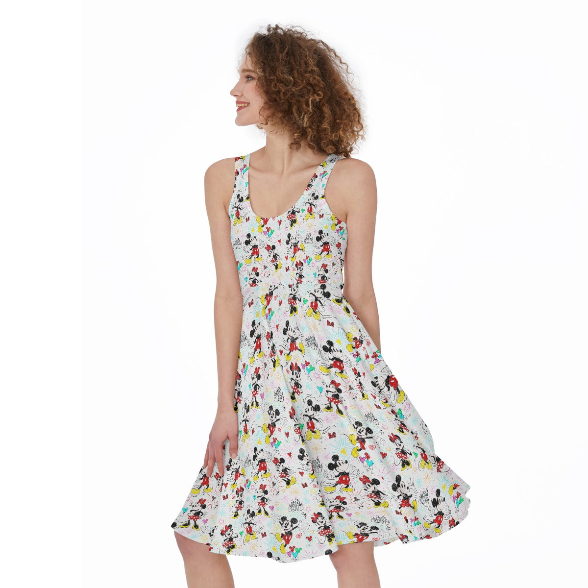 Doodle Mouse Magic - Pocket Midi Skater Dress